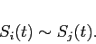 \begin{displaymath}S_{i}(t) \sim S_{j}(t).\end{displaymath}